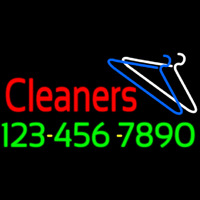 Red Cleaners Phone Number Logo Leuchtreklame