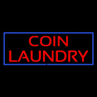 Red Coin Laundry Blue Border Leuchtreklame