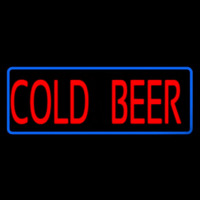 Red Cold Beer With Blue Border Leuchtreklame