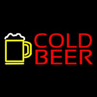 Red Cold Beer With Yellow Mug Leuchtreklame