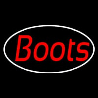 Red Cursive Boots Leuchtreklame