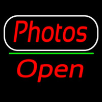Red Cursive Photos With Open 2 Leuchtreklame