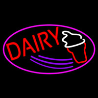 Red Dairy With Oval Leuchtreklame