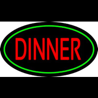 Red Dinner Oval Green Leuchtreklame