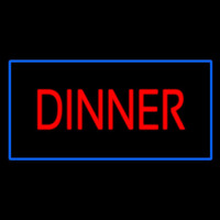 Red Dinner Rectangle Blue Leuchtreklame