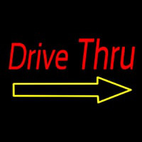 Red Double Stroke Drive Thru With Yellow Arrow Leuchtreklame
