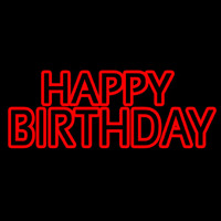 Red Double Stroke Happy Birthday Leuchtreklame