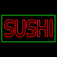 Red Double Stroke Sushi With Green Border Leuchtreklame