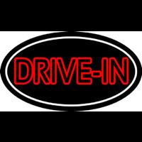 Red Drive In With White Border Leuchtreklame