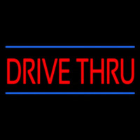 Red Drive Thru Blue Lines Leuchtreklame