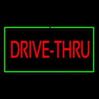 Red Drive Thru Rectangle Green Leuchtreklame