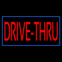 Red Drive Thru With Blue Border Leuchtreklame