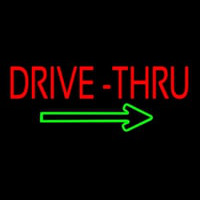 Red Drive Thru With Green Arrow Leuchtreklame