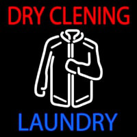 Red Dry Cleaning With Shirt Logo Leuchtreklame