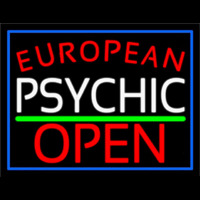 Red European White Psychic Red Open Green Line Leuchtreklame