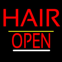 Red Hair Open Yellow Line Leuchtreklame
