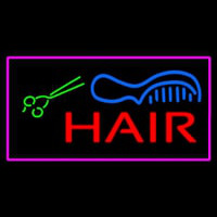 Red Hair With Comb And Scissor Pink Border Leuchtreklame