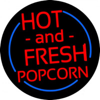 Red Hot And Fresh Popcorn With Border Leuchtreklame