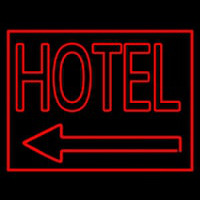 Red Hotel With Arrow Leuchtreklame