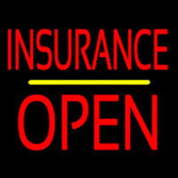 Red Insurance Block Open Yellow Line Leuchtreklame
