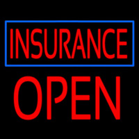 Red Insurance Blue Border Open Block Leuchtreklame