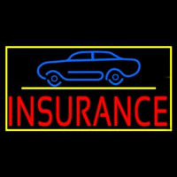 Red Insurance Car Logo With Yellow Border Leuchtreklame