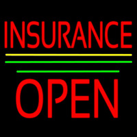 Red Insurance Open Block Yellow Green Line Leuchtreklame