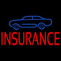 Red Insurance With Blue Car Leuchtreklame