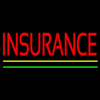 Red Insurance Yellow Green Lines Leuchtreklame