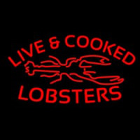 Red Live And Cooked Lobsters Seafood Leuchtreklame