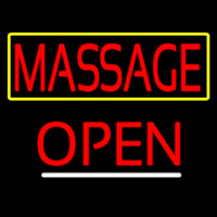 Red Massage With Yellow Border Open Leuchtreklame