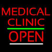 Red Medical Clinic Open Green White Line Leuchtreklame
