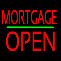 Red Mortgage Block Open Green Line Leuchtreklame