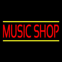 Red Music Shop Yellow Line Leuchtreklame
