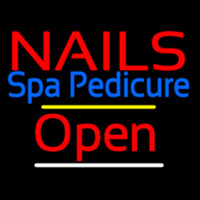 Red Nails Spa Pedicure Open Yellow Line Leuchtreklame