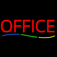 Red Office Multi Colored Line Leuchtreklame