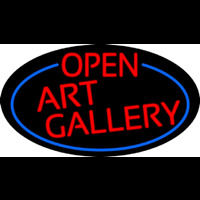 Red Open Art Gallery Oval With Blue Border Leuchtreklame