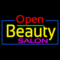 Red Open Beauty Salon With Blue Border Leuchtreklame