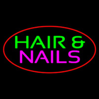 Red Oval Hair And Nails Leuchtreklame
