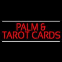 Red Palm And Tarot Cards Block With White Line Leuchtreklame
