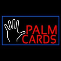 Red Palm Cards Blue Border Leuchtreklame