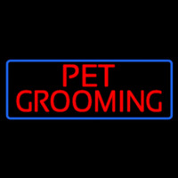 Red Pet Grooming Blue Border Leuchtreklame