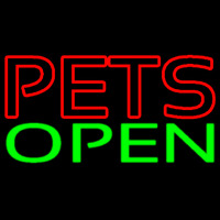 Red Pets Green Open Leuchtreklame