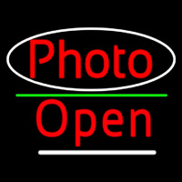Red Photo With Open 3 Leuchtreklame