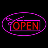 Red Pink Open With Scissor Leuchtreklame