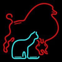 Red Poodle Dog Cat Logo Leuchtreklame