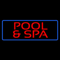 Red Pool And Spa Blue Border Leuchtreklame