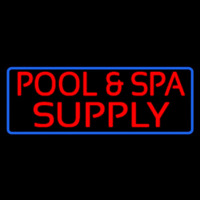 Red Pool And Spa Supply With Blue Border Leuchtreklame