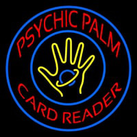 Red Psychic Palm Card Reader Blue Border Leuchtreklame