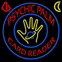Red Psychic Palm Card Reader Blue Circle Leuchtreklame